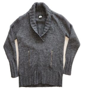 J. Crew Grey Shawl Neck Wool Mohair Blend Sweater Size S